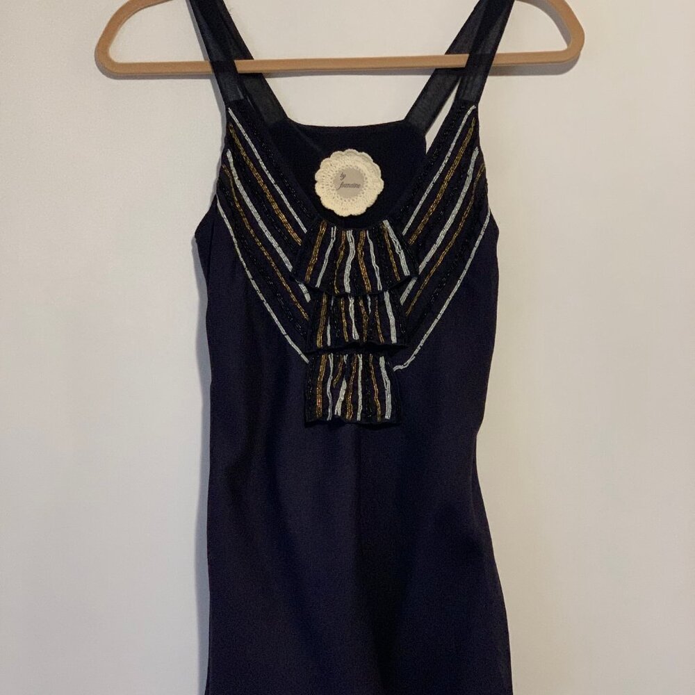 Dear Francis Silk/Wool Mix Tank Top with Beaded Front Size M